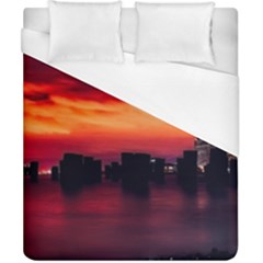 New York City Urban Skyline Harbor Bay Reflections Duvet Cover (california King Size) by danenraven