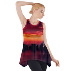 New York City Urban Skyline Harbor Bay Reflections Side Drop Tank Tunic by danenraven