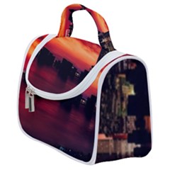 New York City Urban Skyline Harbor Bay Reflections Satchel Handbag by danenraven