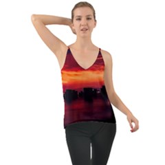 New York City Urban Skyline Harbor Bay Reflections Chiffon Cami by danenraven