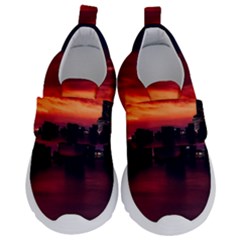 New York City Urban Skyline Harbor Bay Reflections Kids  Velcro No Lace Shoes by danenraven