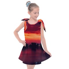 New York City Urban Skyline Harbor Bay Reflections Kids  Tie Up Tunic Dress by danenraven