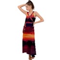 New York City Urban Skyline Harbor Bay Reflections V-Neck Chiffon Maxi Dress View1