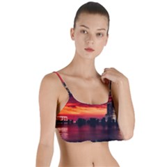 New York City Urban Skyline Harbor Bay Reflections Layered Top Bikini Top  by danenraven