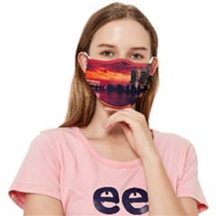 New York City Urban Skyline Harbor Bay Reflections Fitted Cloth Face Mask (adult) by danenraven