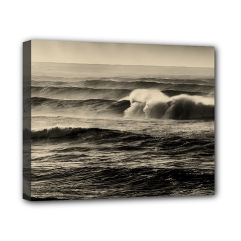 Sea Ocean Waves Sunset Sunrise Rough Seas Nature Black White Canvas 10  X 8  (stretched) by danenraven