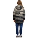 Sea Ocean Waves Sunset Sunrise Rough Seas Nature Black White Kid s Hooded Longline Puffer Jacket View4