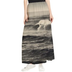 Sea Ocean Waves Sunset Sunrise Rough Seas Nature Black White Maxi Chiffon Skirt by danenraven