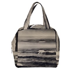 Sea Ocean Waves Sunset Sunrise Rough Seas Nature Black White Boxy Hand Bag by danenraven