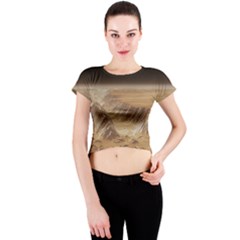 Mars Crater Planet Canyon Cliff Nasa Astronomy Crew Neck Crop Top by danenraven