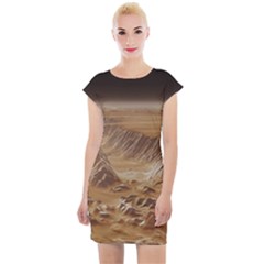 Mars Crater Planet Canyon Cliff Nasa Astronomy Cap Sleeve Bodycon Dress by danenraven