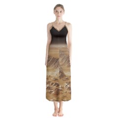 Mars Crater Planet Canyon Cliff Nasa Astronomy Button Up Chiffon Maxi Dress by danenraven