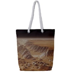 Mars Crater Planet Canyon Cliff Nasa Astronomy Full Print Rope Handle Tote (small) by danenraven