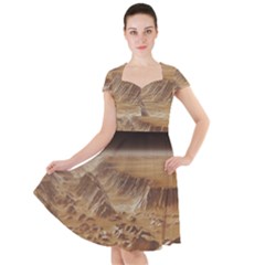 Mars Crater Planet Canyon Cliff Nasa Astronomy Cap Sleeve Midi Dress by danenraven