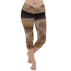 Mars Crater Planet Canyon Cliff Nasa Astronomy Lightweight Velour Capri Yoga Leggings by danenraven