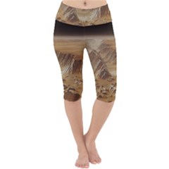 Mars Crater Planet Canyon Cliff Nasa Astronomy Lightweight Velour Cropped Yoga Leggings by danenraven