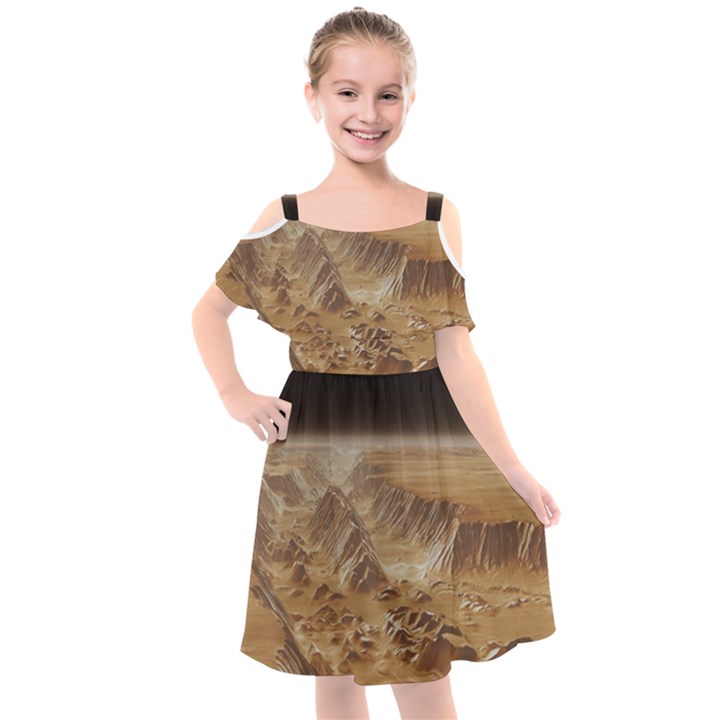 Mars Crater Planet Canyon Cliff Nasa Astronomy Kids  Cut Out Shoulders Chiffon Dress