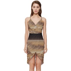 Mars Crater Planet Canyon Cliff Nasa Astronomy Wrap Frill Dress by danenraven