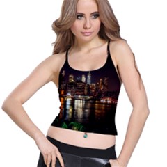 New York City Panorama Urban Hudson River Water Spaghetti Strap Bra Top by danenraven