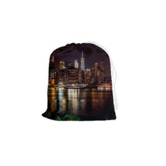 New York City Panorama Urban Hudson River Water Drawstring Pouch (small) by danenraven