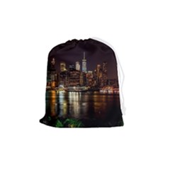 New York City Panorama Urban Hudson River Water Drawstring Pouch (medium) by danenraven