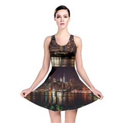 New York City Panorama Urban Hudson River Water Reversible Skater Dress by danenraven