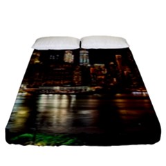 New York City Panorama Urban Hudson River Water Fitted Sheet (king Size) by danenraven