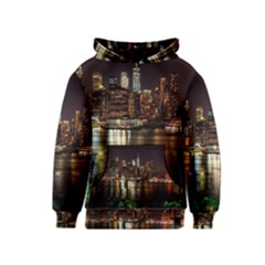 New York City Panorama Urban Hudson River Water Kids  Pullover Hoodie by danenraven