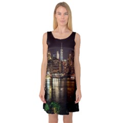 New York City Panorama Urban Hudson River Water Sleeveless Satin Nightdress by danenraven