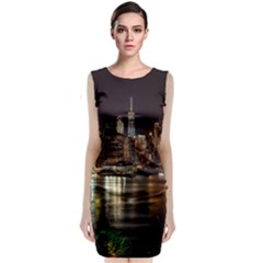 New York City Panorama Urban Hudson River Water Classic Sleeveless Midi Dress by danenraven