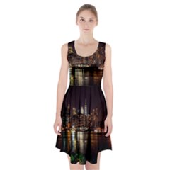 New York City Panorama Urban Hudson River Water Racerback Midi Dress by danenraven