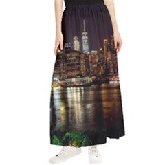 New York City Panorama Urban Hudson River Water Maxi Chiffon Skirt by danenraven