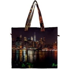 New York City Panorama Urban Hudson River Water Canvas Travel Bag by danenraven