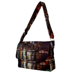 New York City Panorama Urban Hudson River Water Full Print Messenger Bag (s) by danenraven