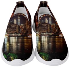 New York City Panorama Urban Hudson River Water Kids  Slip On Sneakers by danenraven