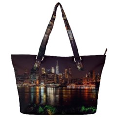 New York City Panorama Urban Hudson River Water Full Print Shoulder Bag by danenraven