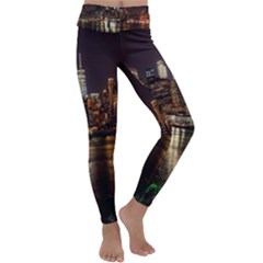 New York City Panorama Urban Hudson River Water Kids  Lightweight Velour Classic Yoga Leggings by danenraven