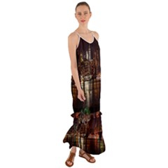 New York City Panorama Urban Hudson River Water Cami Maxi Ruffle Chiffon Dress by danenraven