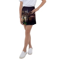 New York City Panorama Urban Hudson River Water Kids  Tennis Skirt by danenraven