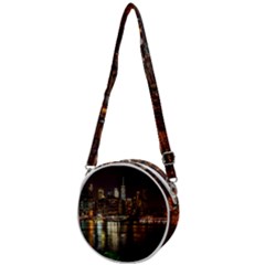 New York City Panorama Urban Hudson River Water Crossbody Circle Bag by danenraven