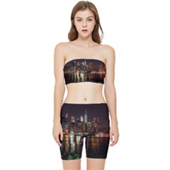 New York City Panorama Urban Hudson River Water Stretch Shorts And Tube Top Set by danenraven