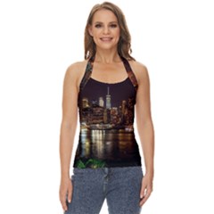 New York City Panorama Urban Hudson River Water Basic Halter Top by danenraven