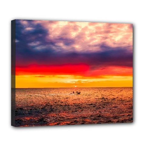 Denmark Sunset Dusk Sky Clouds Sea Ocean Water Deluxe Canvas 24  X 20  (stretched) by danenraven