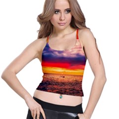 Denmark Sunset Dusk Sky Clouds Sea Ocean Water Spaghetti Strap Bra Top by danenraven