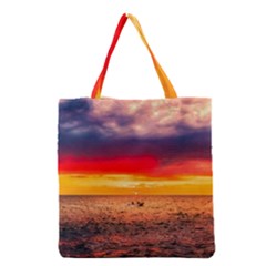 Denmark Sunset Dusk Sky Clouds Sea Ocean Water Grocery Tote Bag by danenraven