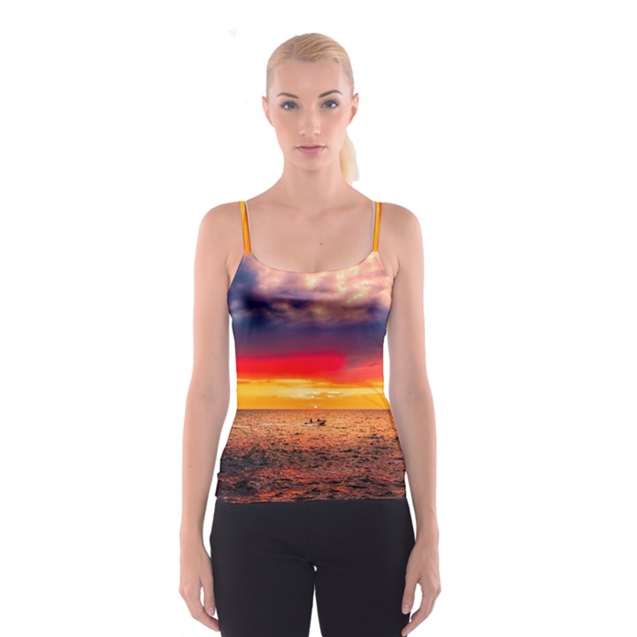 Denmark Sunset Dusk Sky Clouds Sea Ocean Water Spaghetti Strap Top