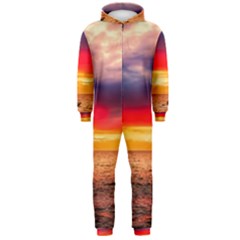 Denmark Sunset Dusk Sky Clouds Sea Ocean Water Hooded Jumpsuit (men) by danenraven