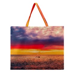 Denmark Sunset Dusk Sky Clouds Sea Ocean Water Zipper Large Tote Bag by danenraven