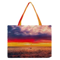 Denmark Sunset Dusk Sky Clouds Sea Ocean Water Zipper Medium Tote Bag by danenraven