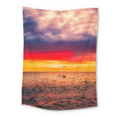 Denmark Sunset Dusk Sky Clouds Sea Ocean Water Medium Tapestry by danenraven